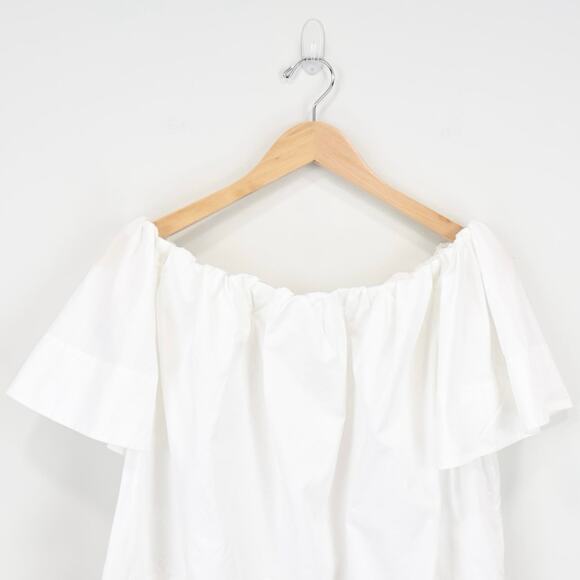 Vince Shoulder Play Poplin Cotton Cropped Babydoll Top White Size Small - Picture 3 of 7